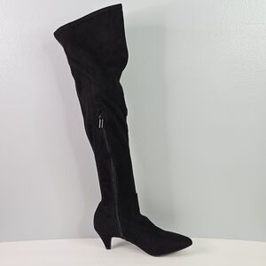 Impo Stretch Black Faux Suede Over-the-Knee Boot - Left Foot